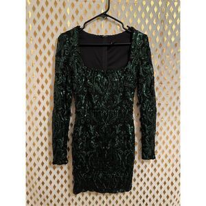 Windsor green sequin mini dress long sleeved size S